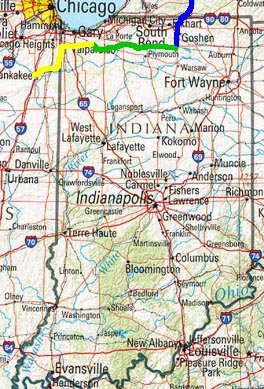 Indiana trip map.